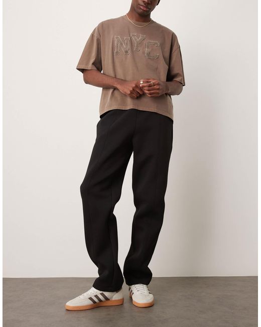 ASOS – gerade geschnittene jogginghose aus schwerem material in Black für Herren