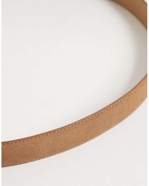 Mango Natural Classic Suede Belt With Silver Hardware for men
