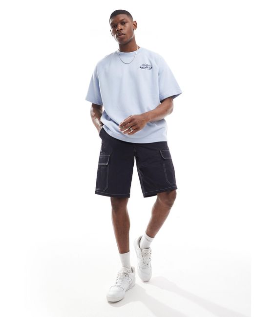 Hollister Blue Logo Short Sleeve Oversized Terry Sweatshirt for men