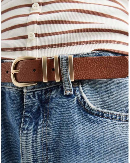 Pieces Blue Belt With Gold Detailed Buckle
