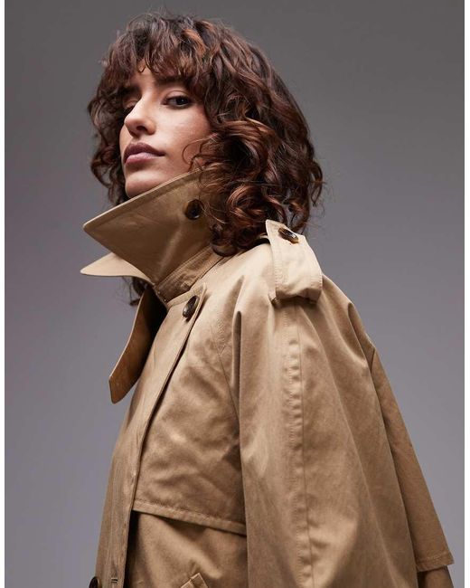 ARKET Brown Cropped Utility Trench Coat With Storm Flap