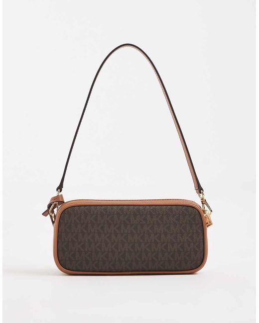 Michael Kors Brown May Pouchette Crossbody Bag