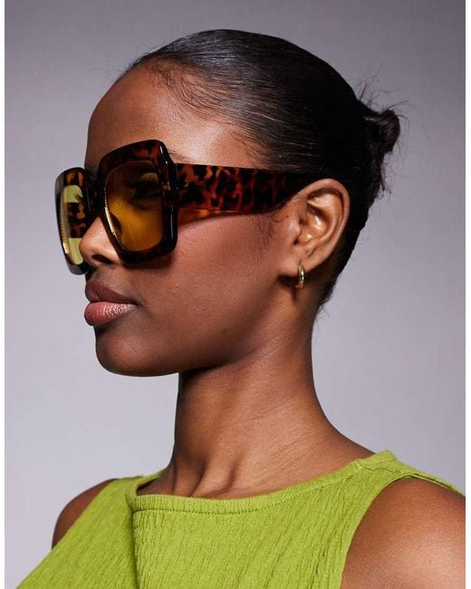 Kaiia Multicolor Exclusive Oversized Chunky Square Yellow Lens Sunglasses