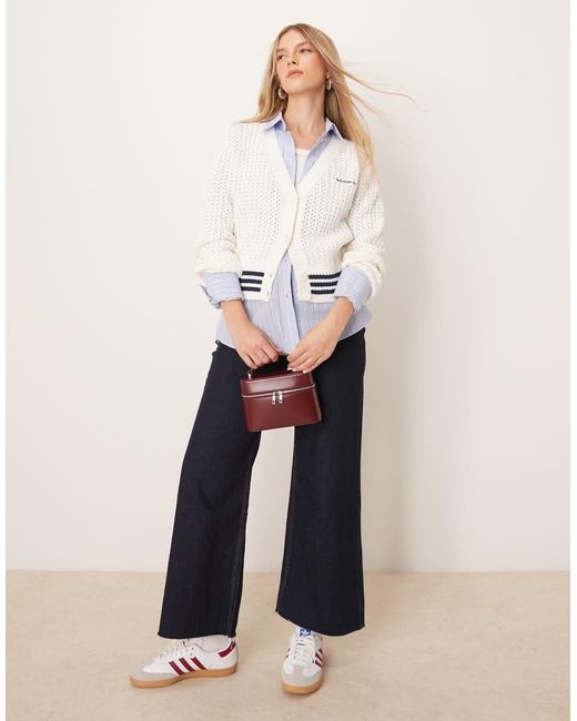 Adidas Originals White Knitted Cardigan