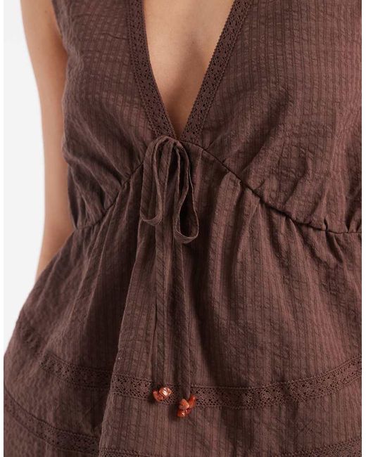 ONLY Brown Tie Detail Top
