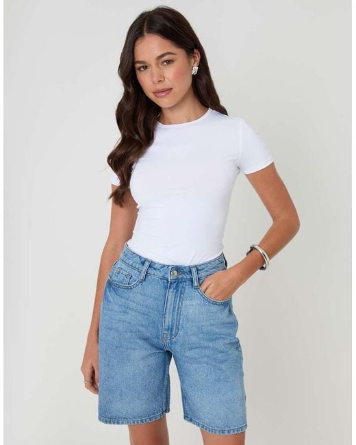 Threadbare Blue Denim Bermuda Shorts