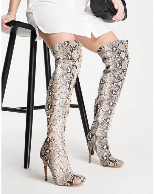 EGO White That Glow Thigh High Heel Boots