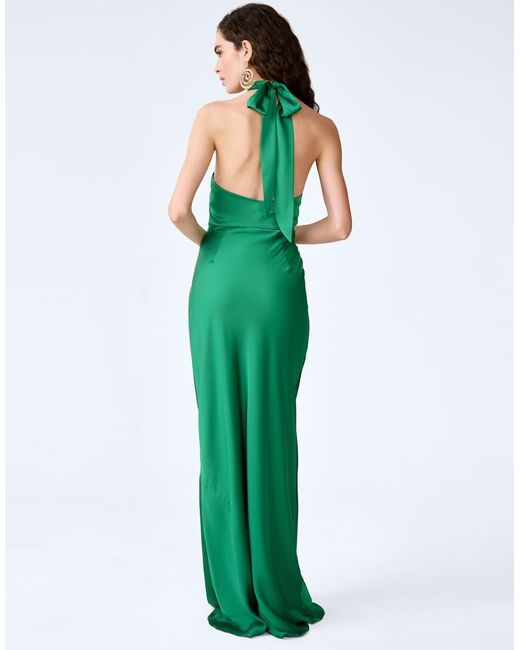 OMNES Green Dresses Arles Halterneck Satin Maxi Dress