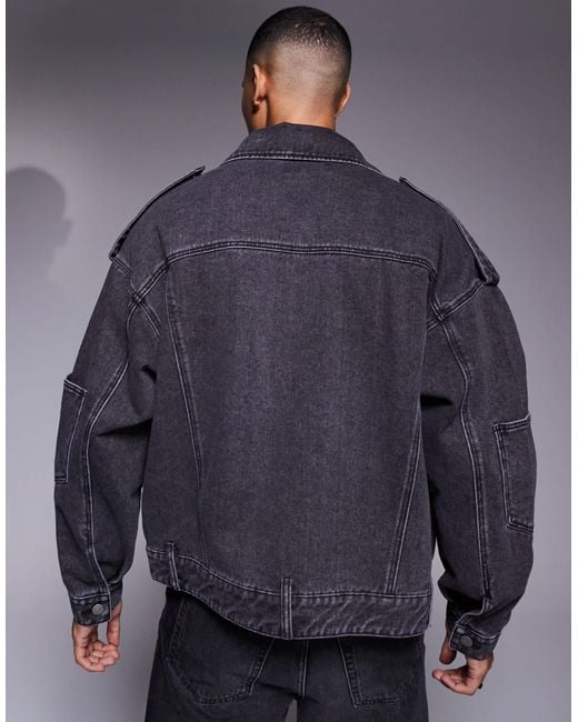 Liquor N Poker – jeans-bikerjacke in Blue für Herren