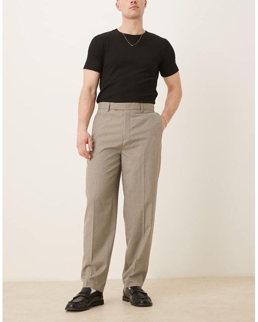 Pantalones De Vestir Marrones A Cuadros Pequeños De Corte Tapered Extragrande De ASOS de hombre de color Natural