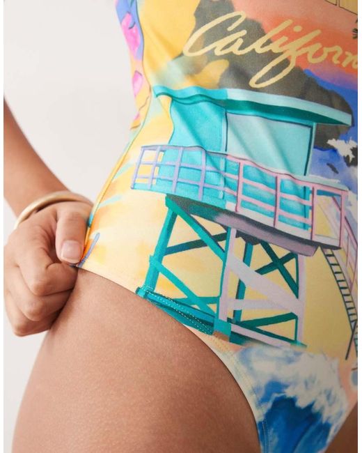 Rip Curl Yellow Rip Curl Beach Print Swimsuit