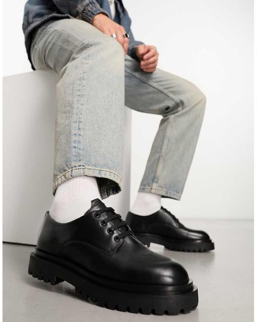 Walk London Gray Sully Derby Shoes for men