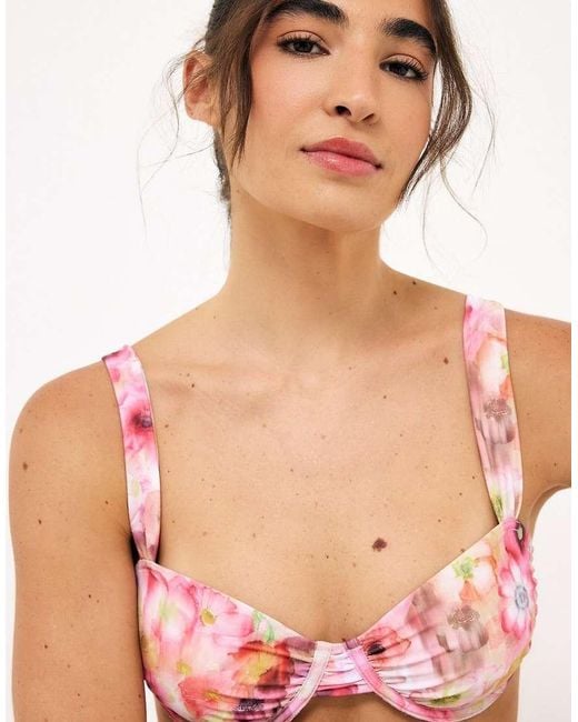 NA-KD Pink Wide Strap Draped Bikini Bra