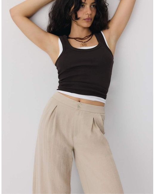 Stradivarius Natural Rustic Culottes