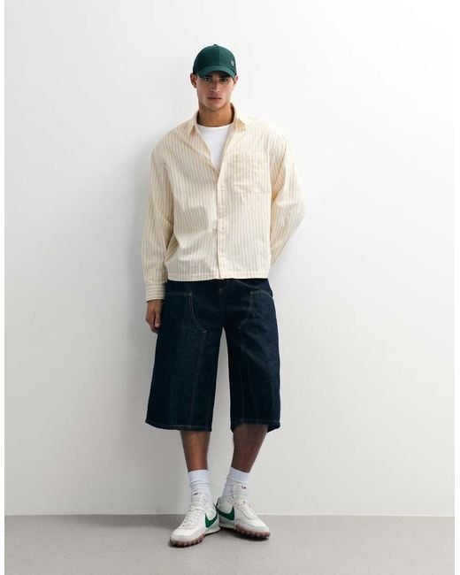 ASOS White Oversized Poplin Stripe Shirt for men