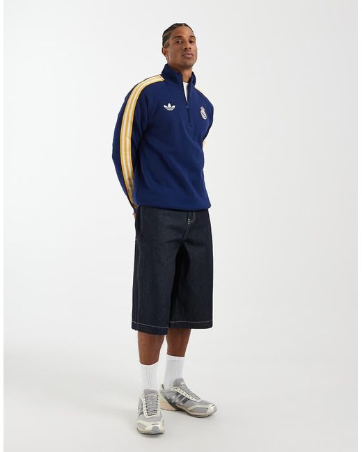 Adidas Originals Blue Real Madrid Originals Half Zip Top for men