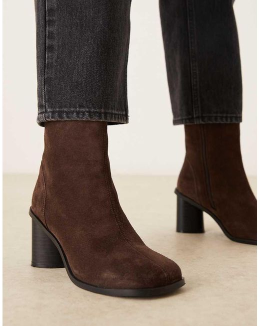 ASOS Brown Rex Suede Round Toe Ankle Boots