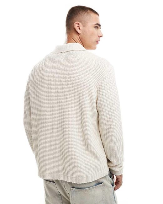 Abercrombie & Fitch White Cropped Knit Shacket for men