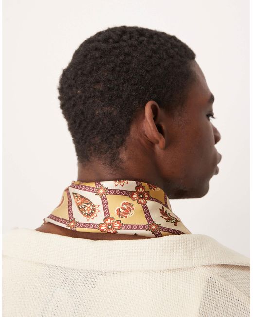 Foulard en satin à motif vintage ASOS pour homme en coloris Brown