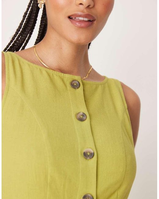 ASOS Green Asos Design Tall Slash Neck Button Down Waistcoat Maxi Dress