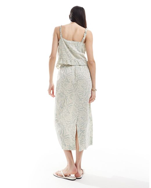 Vero Moda White Linen Blend Midi Skirt Co-ord