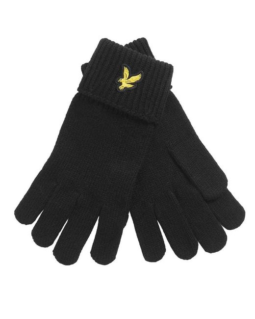 Lyle & Scott Black Gloves Cotton Merino Gloves for men