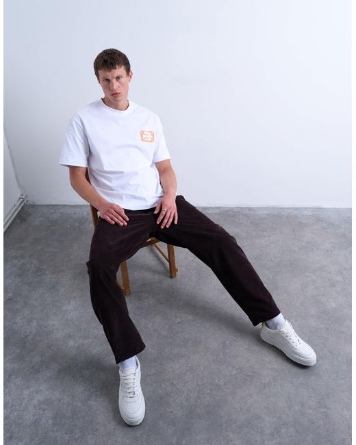Topman White Cord Taper Leg Pants for men