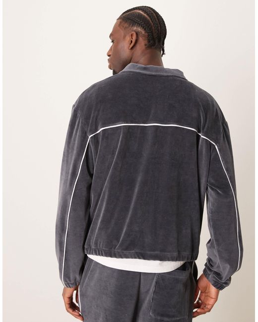 ASOS Blue Co-ord Oversized Boxy Track Jacket With Piping for men