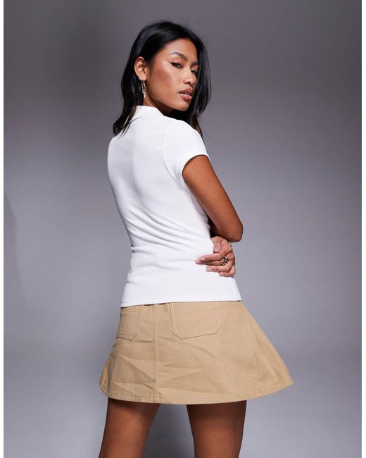 River Island White Hook And Eye Polo Top