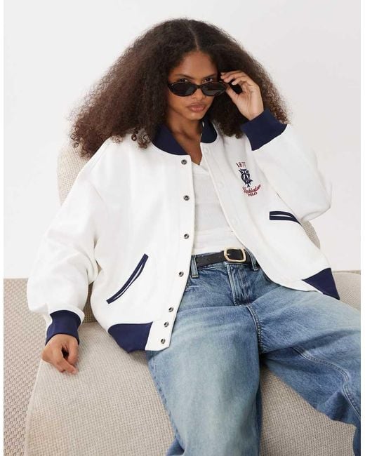 Polo Ralph Lauren Blue Wimbledon Capsule Chest And Back Embroidered Bomber Jacket
