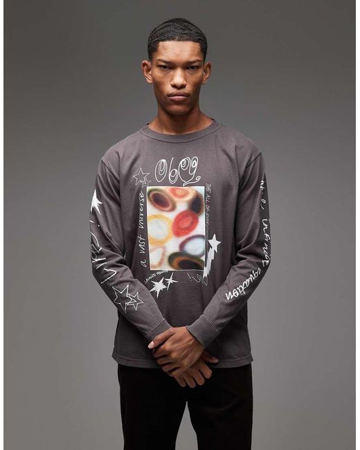 Obey Gray Vast Universe Long Sleeve T-shirt for men