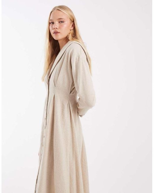 Muse Assembly Natural Button Down Embroidered Collar Bridget Maxi Dress