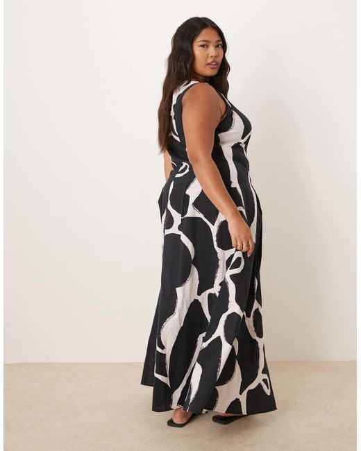 ASOS White Asos Design Curve Slash Neck Button Down Vest Maxi Dress