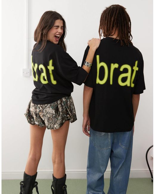 Unisex - t-shirt coupe skateur à slogan brat officiel Collusion en coloris Black