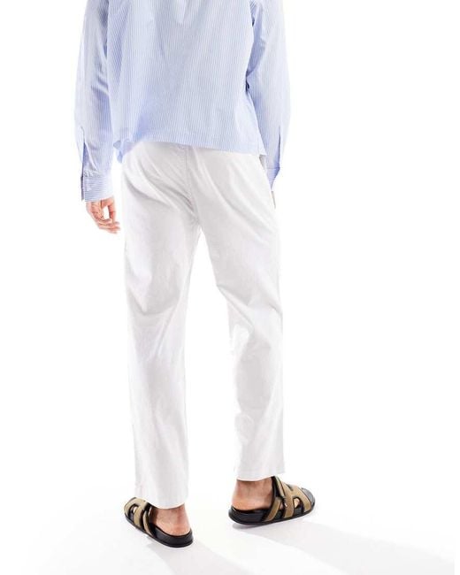 Hollister White Loose Linen Pull On Trouser for men