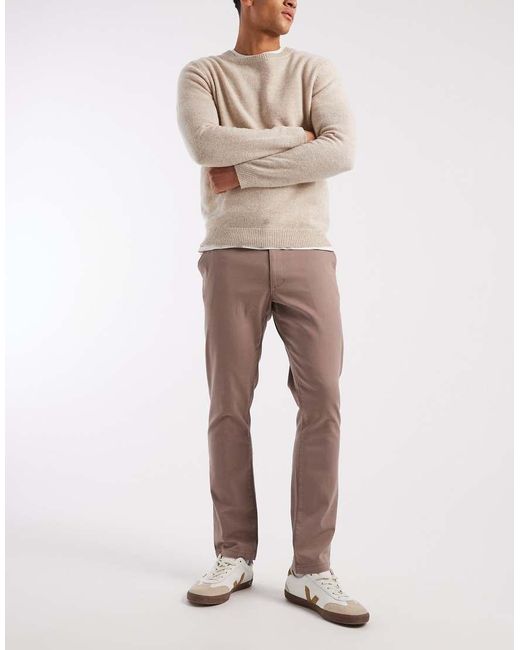 Chinos De Corte Slim En Marrón Desgastado De ASOS de hombre de color Natural