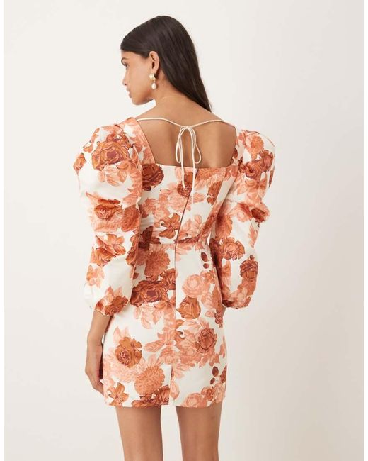 Collective The Label Pink Square Neck Puff Sleeve Mini Dress