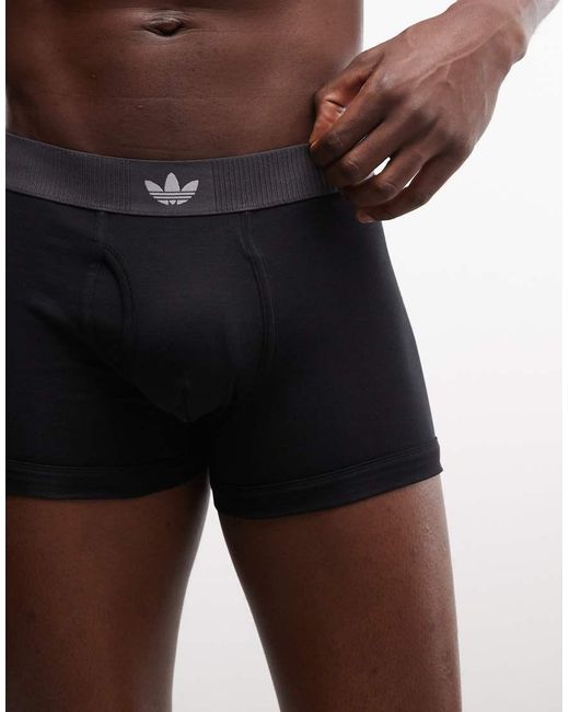 Adidas Brown Originals Comfort Rib 2 Pack Trunks With Woven Logo for men