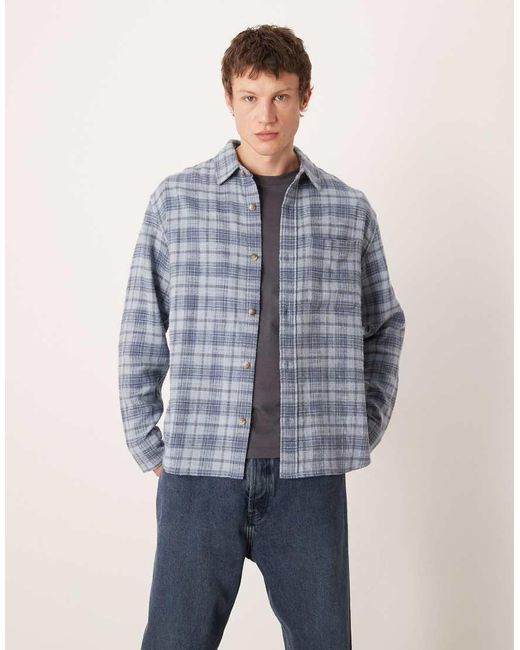 Abercrombie & Fitch Blue Long Sleeve Flannel Shirt for men