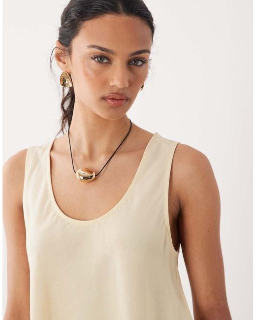 ASOS Natural Linen Blend Scoop Neck Tank Top