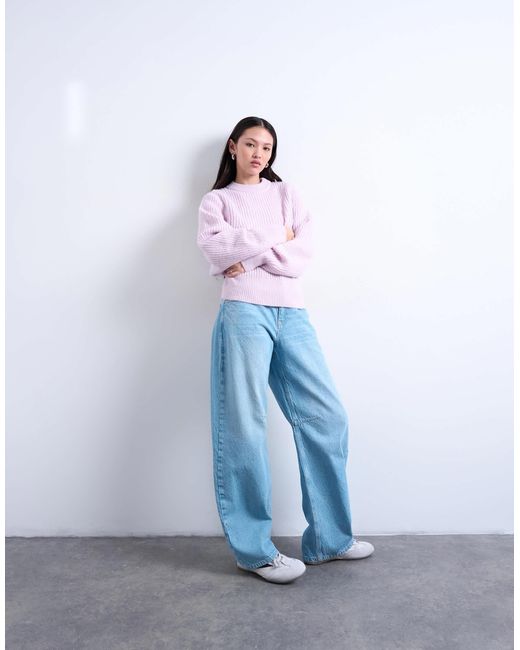 TOPSHOP Purple Knitted Balloon Sleeve Jumper