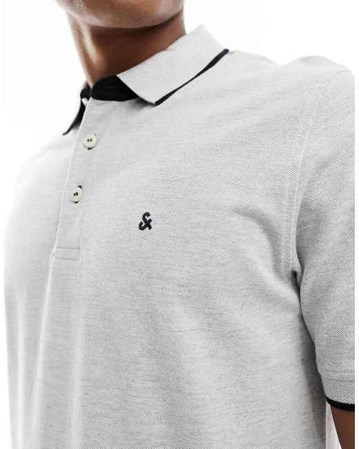 Jack & Jones White Essentials Jersey Polo for men