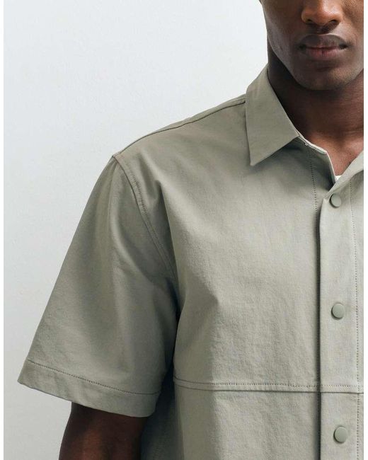 ASOS Natural Motionmaxtm Relaxed Shirt With Side Pockets for men