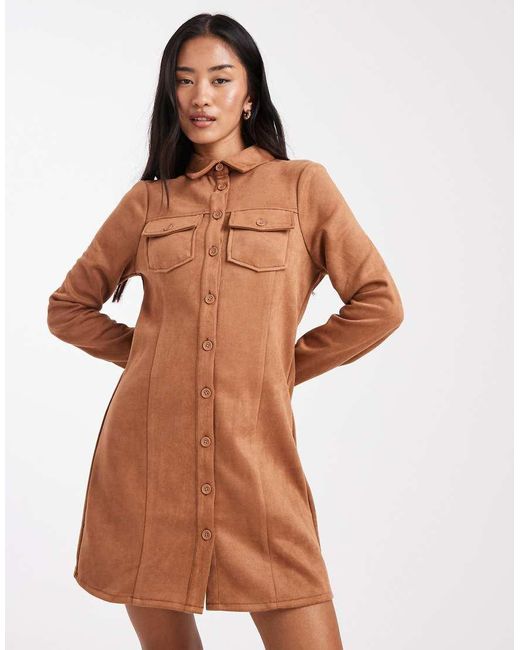 Miss Selfridge White Long Sleeve Suedette Dress
