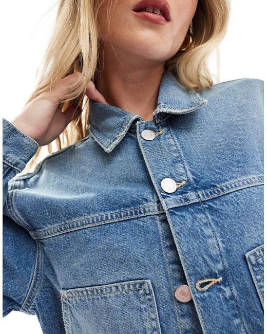 Chaqueta Vaquera Corta Estilo Carpintero Con De -Azul Tommy Hilfiger de color Blue