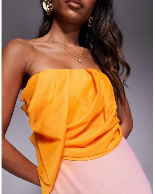 ASOS Multicolor – trägerloses, drapiertes maxikleid