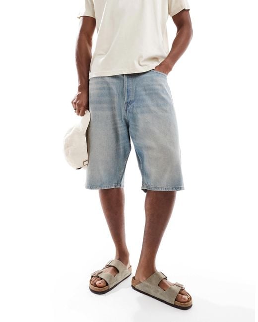 Jack & Jones Blue Ron Fit Skater Denim Shorts for men
