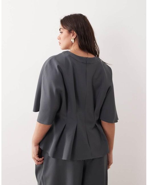 ARRANGE Gray Curve Pleat Waist Short Sleeve Top Co-ord