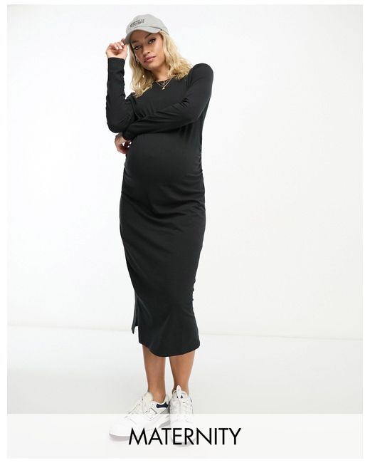 Maternité - robe mi-longue à manches longues - noir Threadbare en coloris Black