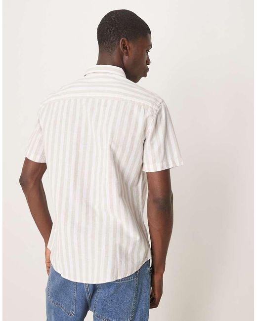 SELECTED Natural Linen Blend Short Sleeve Shirt for men